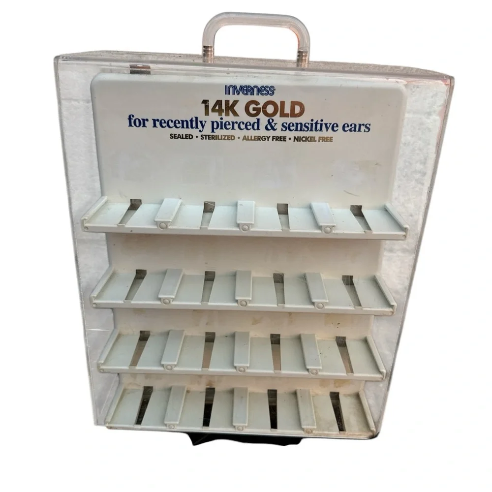 Vintage 14K Gold Earring Acrylic Countertop Display Case Gold 14K Gold Case